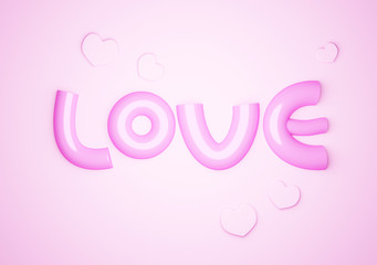 Love pink color with heart concept 3d render wallpaper background