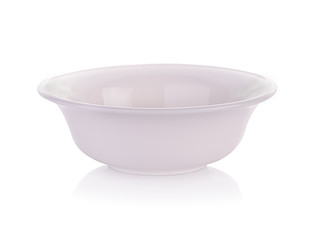 Empty ceramic bowl isolated on white background.