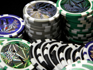 Stacks of chips for playing poker in a casino