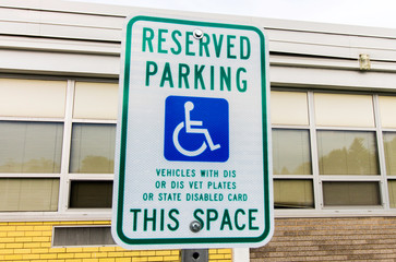 Sign for reserved parking only for disabled people