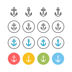 set of Anchor icons . Anchor symbol logo. Anchor marine icon.