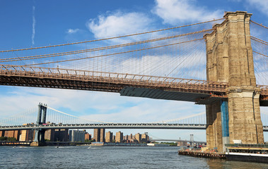 Naklejka premium Brooklyn Bridge and Manhattan Bridge , New York