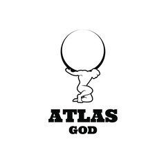 outline line Atlas god lift globe black logo icon design illustration