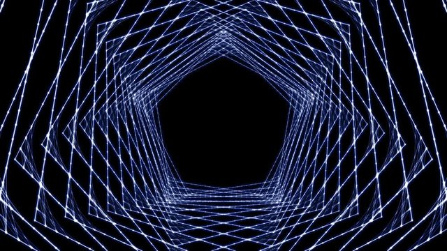 Blue trajectory forming a pentagon on the black background.