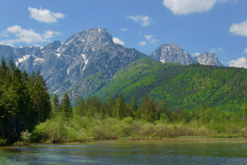 Naklejka na ściany i meble mountain landscape with lake, Grünau Austria