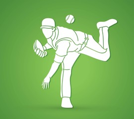 Baseball player action cartoon sport graphic vector.