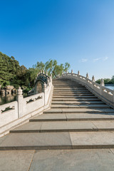 Chinese Traditional stone bridge in Beihai park, Beijing, China.