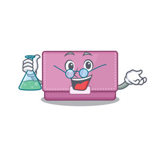 caricature character of womens wallet smart Professor working on a lab