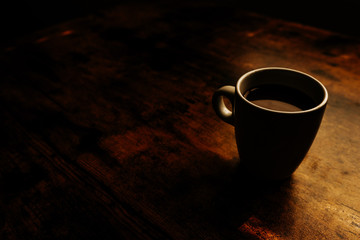 Coffe cup on vintage table