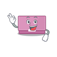 Womens wallet mascot design style showing Okay gesture finger