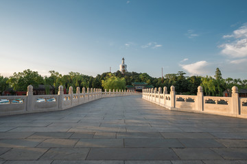 View of Jade Island with White Pagoda in Beihai Park - Beijing, China