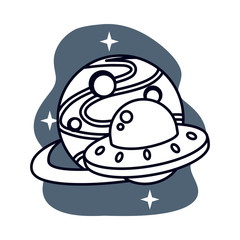 ufo flying space isolated icon