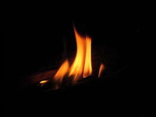 Burning fire in the dark