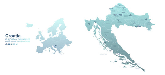 croatia map. european country vector map series.