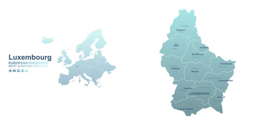 luxembourg map. european country vector map series.