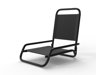 Blank metal beach low folding chair for design presentation anf mock up design. 3d render illustration.