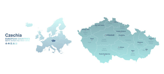 czechia map. european country vector map series.
