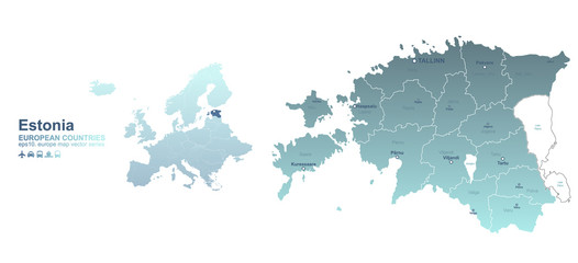 estonia map. european country vector map series.