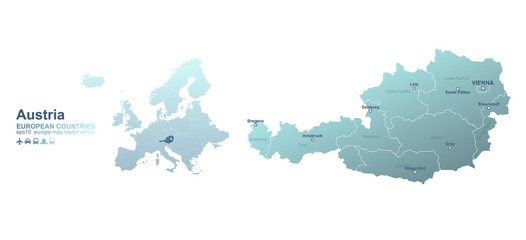 austria map. european country vector map series.
