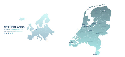 netherlands map. european country vector map series.