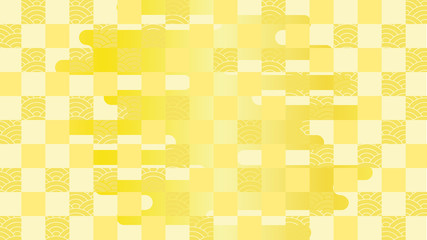 市松模様、青海波、霞　背景イラスト