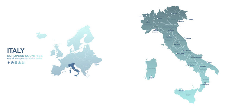 italy map. european country vector map series.