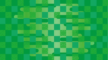 市松模様、青海波、霞　背景イラスト