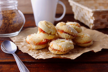 buttered cookies joined by a guava jelly, traditional in Brazil where they are known as goiabinha