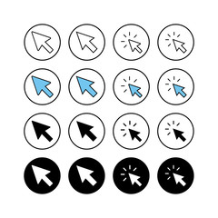 set of Click icons . Cursor icon. Computer mouse click cursor black arrow icons