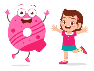 happy cute little kid study alphabet character