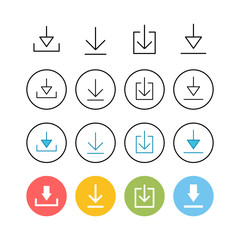 set of Download icons . Downloading vector icon