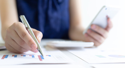 Head of marketing has analyzed the financial income graph of the company in order to develop the structure of the company to be ready for the economy in the future. Financial results analysis concept.