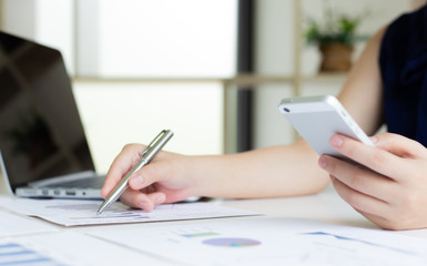 Head of marketing has analyzed the financial income graph of the company in order to develop the structure of the company to be ready for the economy in the future. Financial results analysis concept.