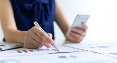 Head of marketing has analyzed the financial income graph of the company in order to develop the structure of the company to be ready for the economy in the future. Financial results analysis concept.