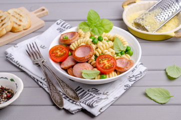 Traditional pasta with sausages