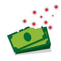 Money Bitten by Covid 19 Corona Virus Showing Global Economic Depression Concept