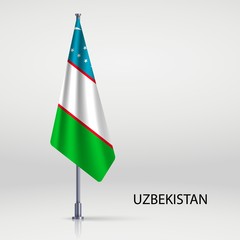 uzbekistan Hanging flag on flagpole
