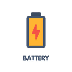 Obraz premium Battery flat icon style illustration design on white background