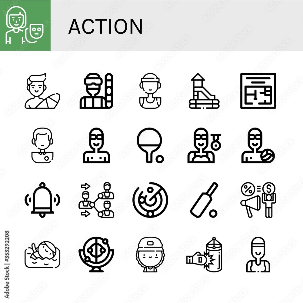 Poster action simple icons set