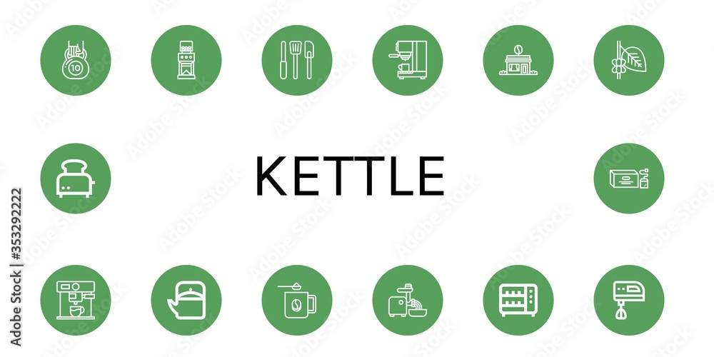 Sticker kettle simple icons set