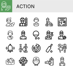 action simple icons set