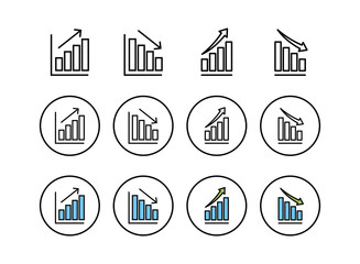 set of Growing graph Icons . Chart icon. Graph Icon