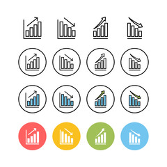set of Growing graph Icons . Chart icon. Graph Icon