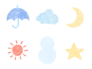 Set of hand drawn weather illustrations