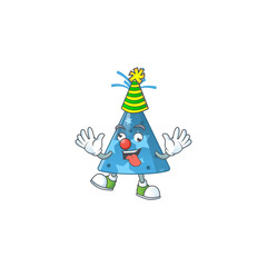 entertaining Clown blue party hat caricature character design style