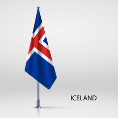 Iceland hanging flag on flagpole