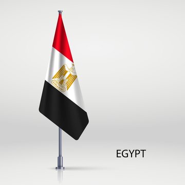 Egypt Hanging flag on flagpole