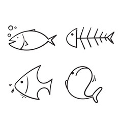 doodle fish collection cartoon style
