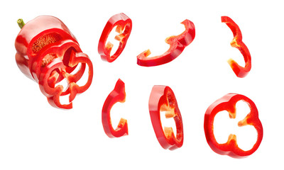 Sliced pepper isolated on white background