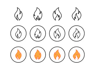 set of Fire icons. Fire flame icon template.